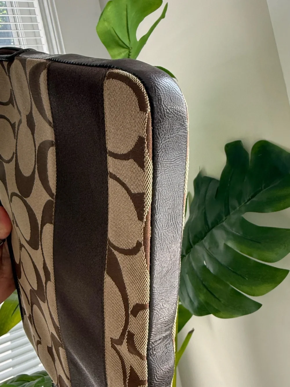 Coach Tan and Brown Signature Laptop Sleeve
